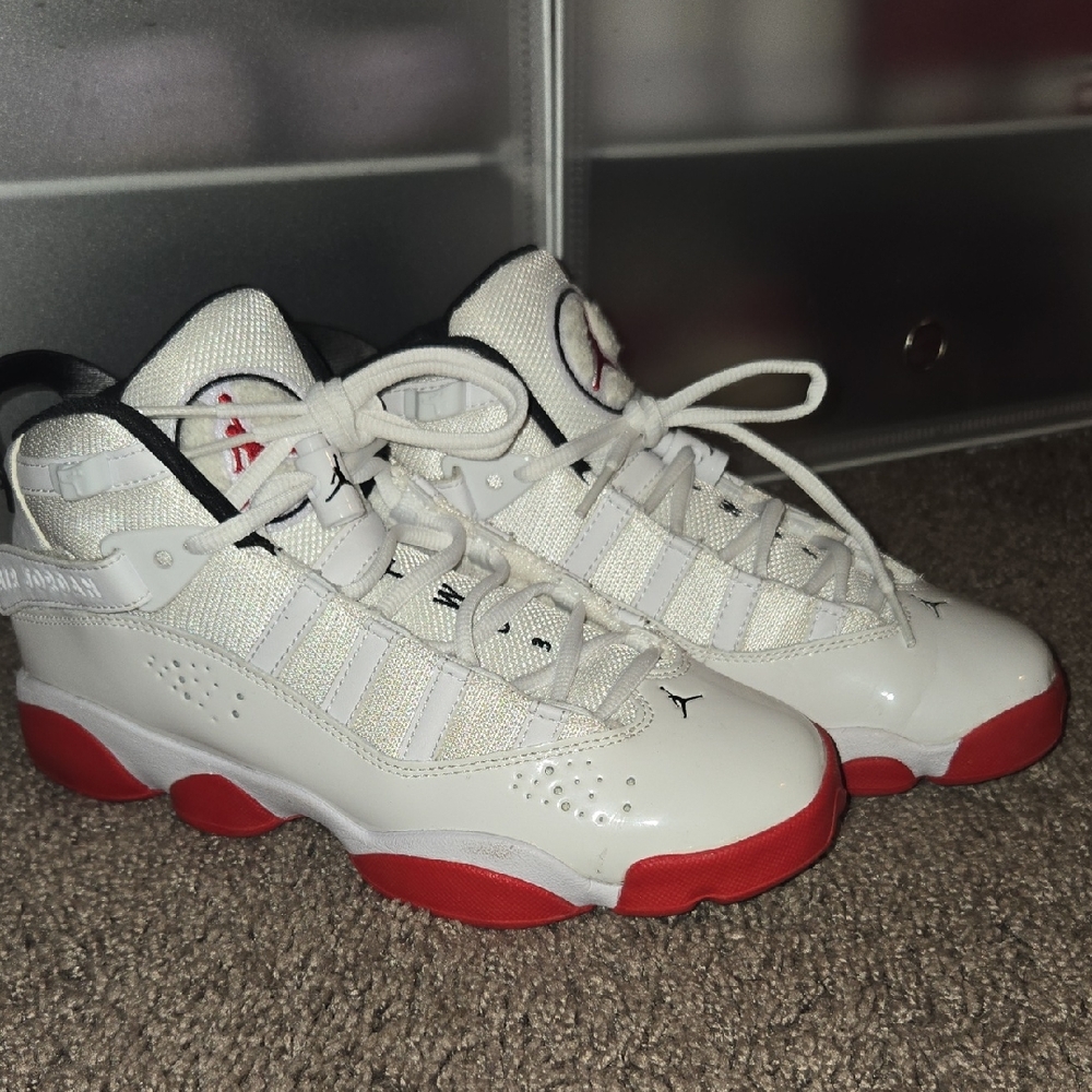 Jordan Kids White and Red Sneakers